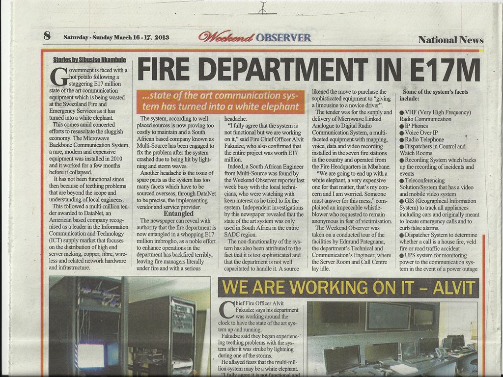 新聞記事3/10 Fire Dept.のWhite Elephant 新聞記事3/10 Fire Dept.のWhite Elephant